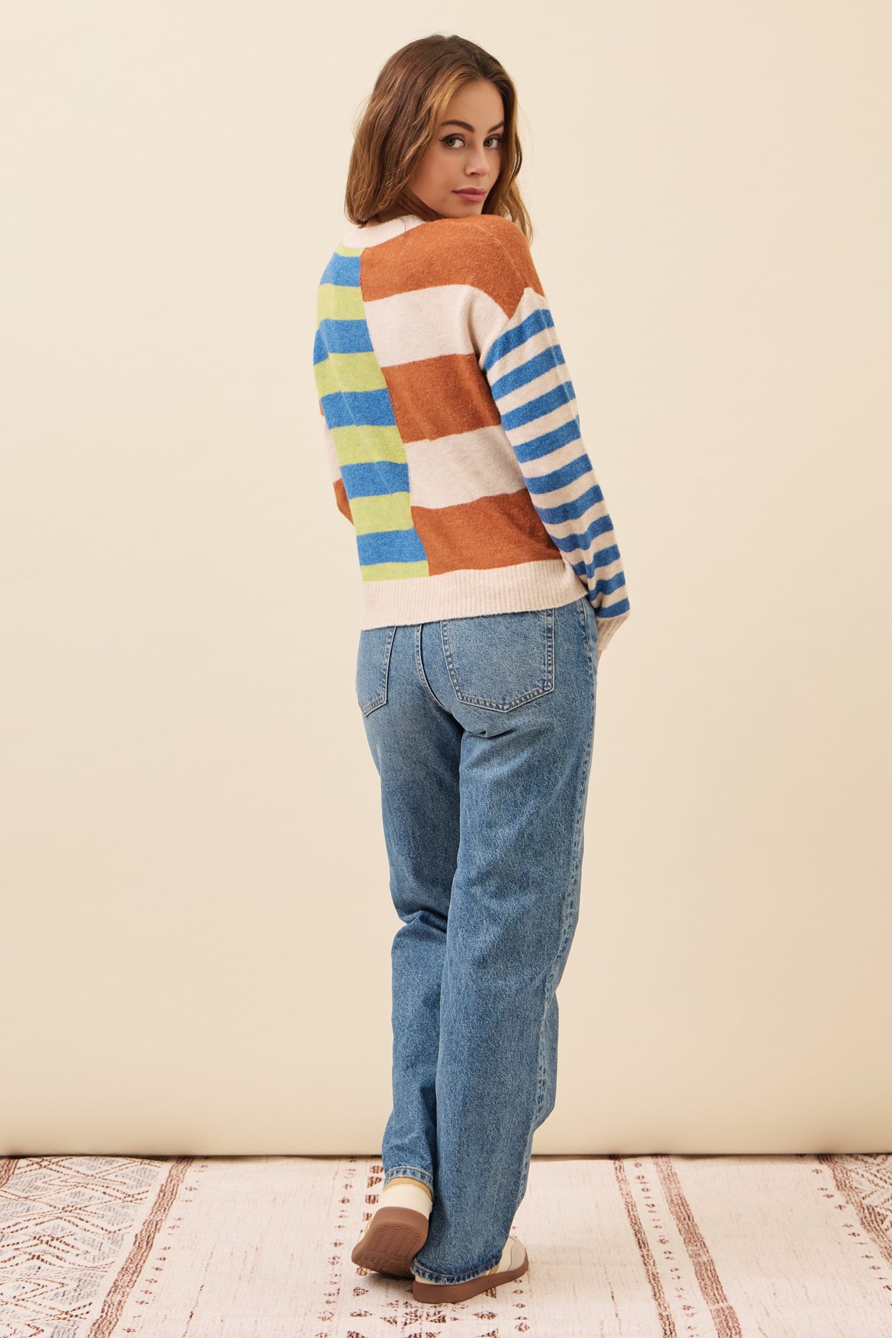 Indie Knit Stripe Colorblock Top