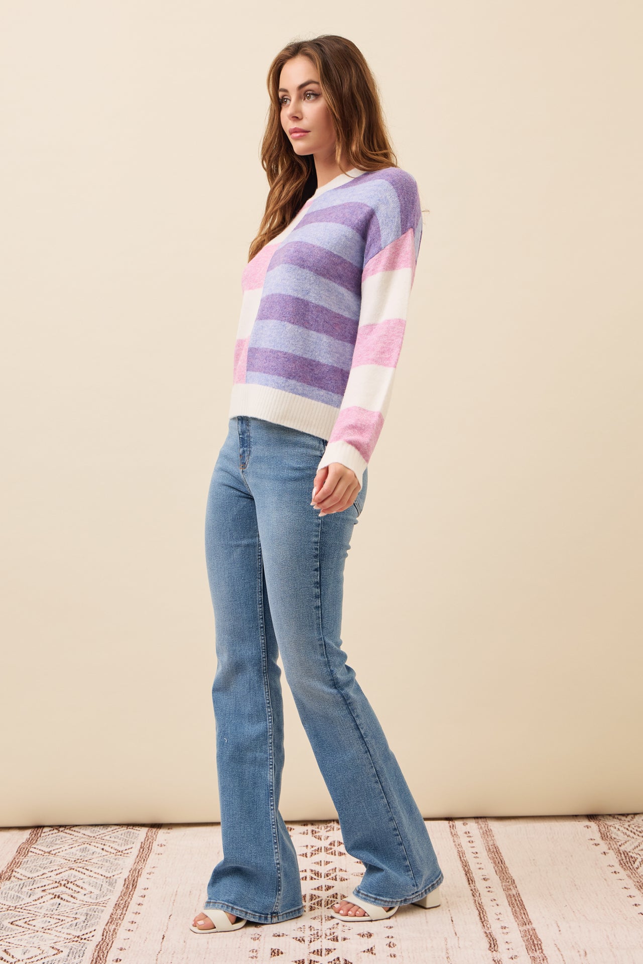 Indie Knit Stripe Colorblock Top