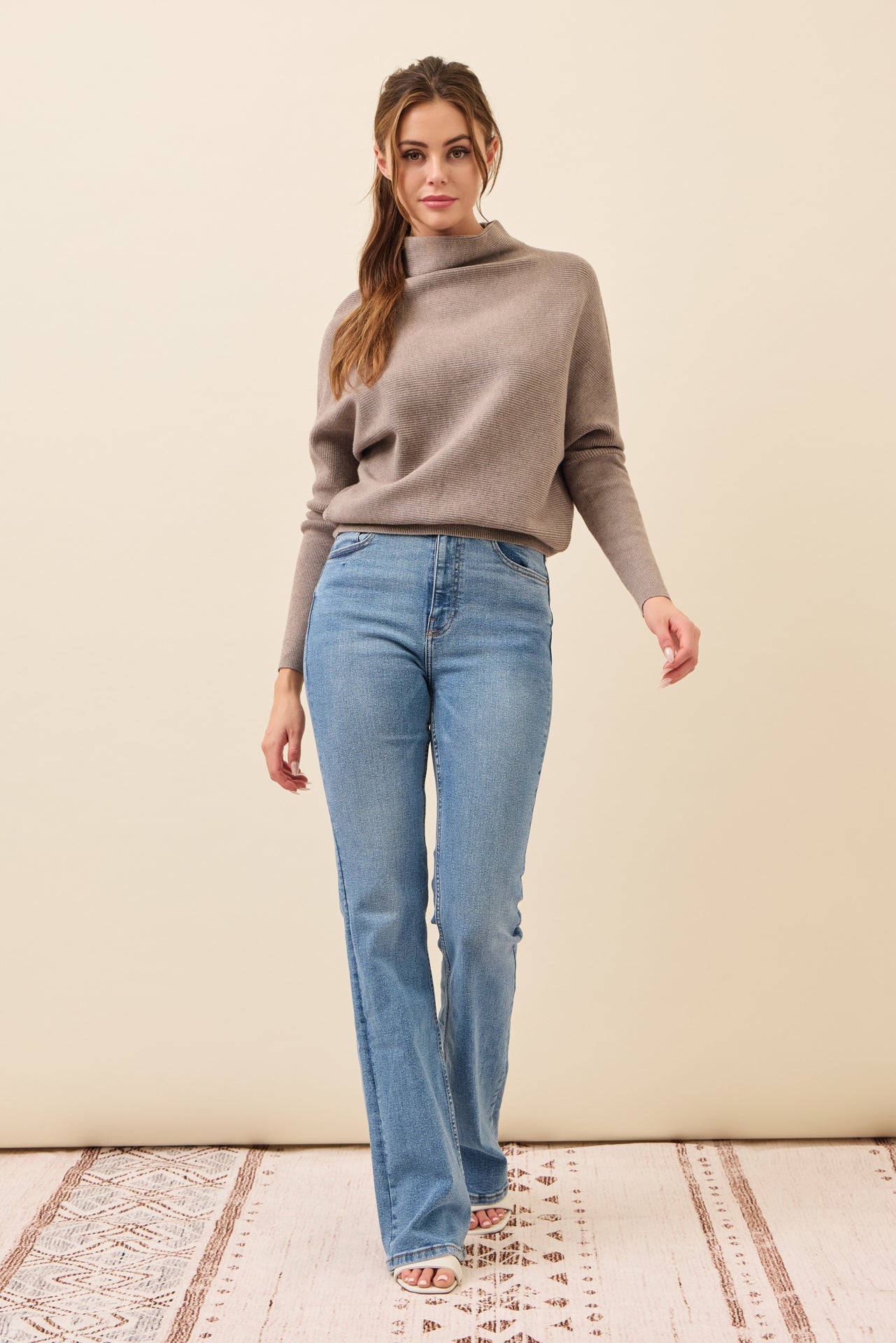 Lina Knit Mock Neck Oversized Top