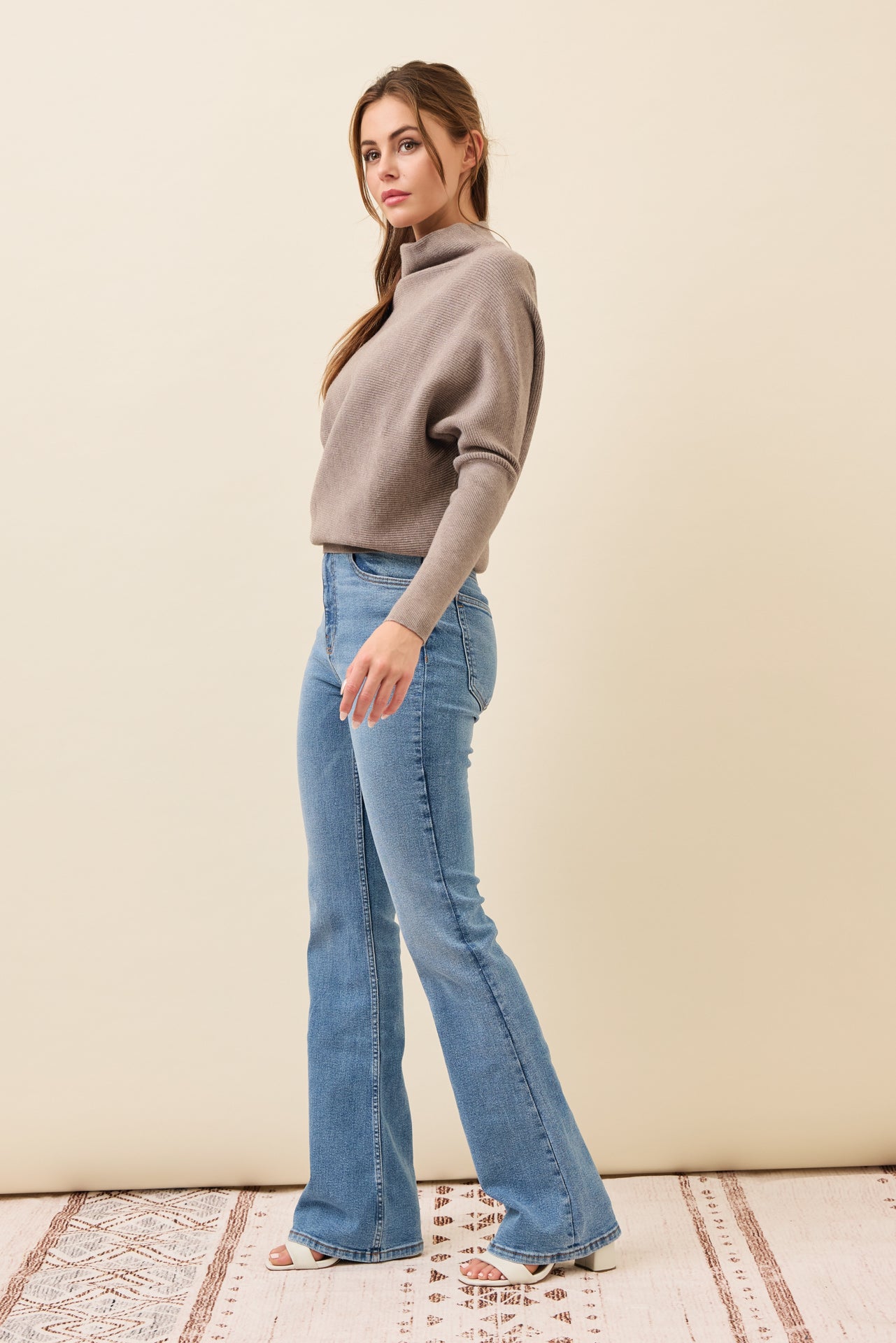 Lina Knit Mock Neck Oversized Top