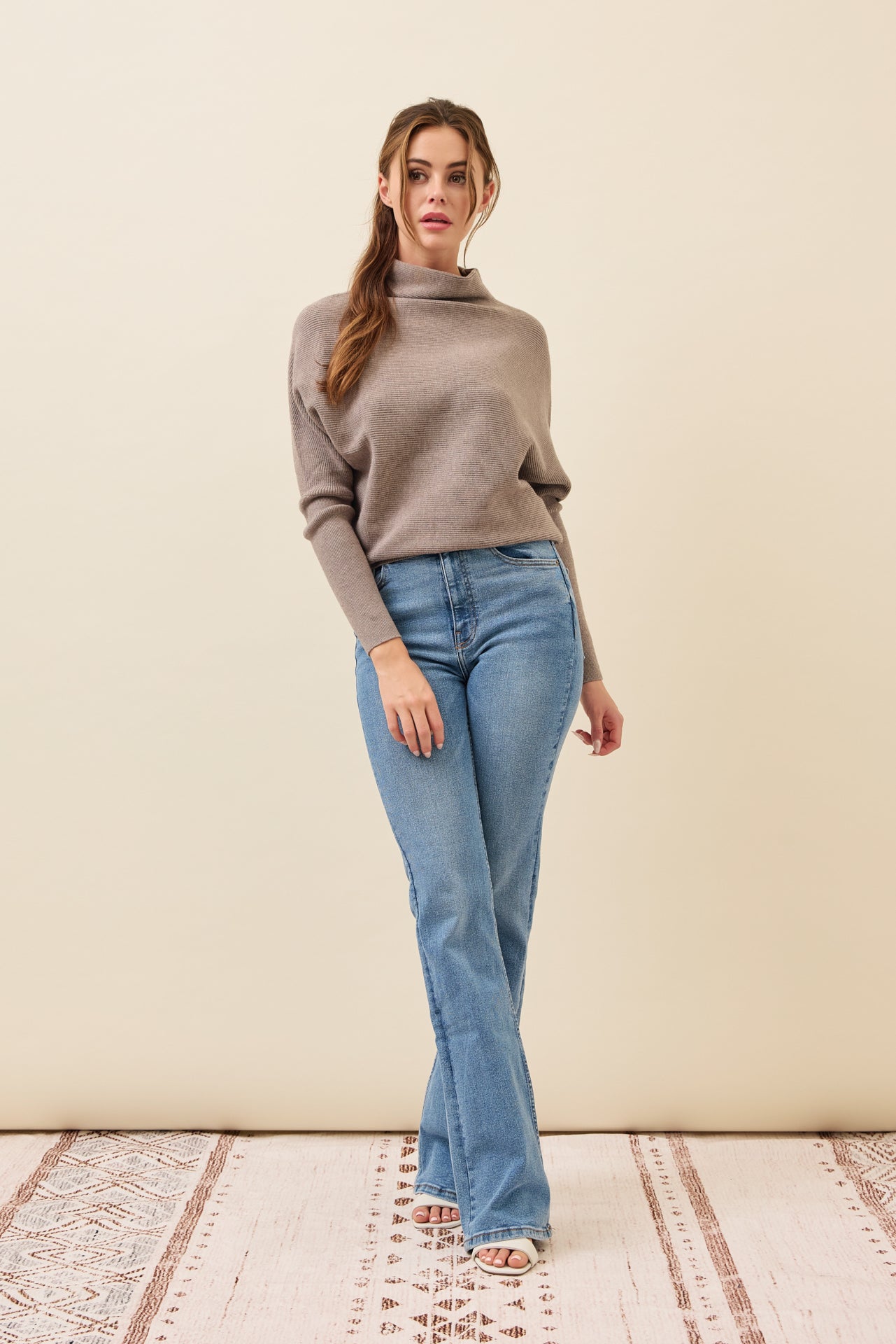 Lina Knit Mock Neck Oversized Top