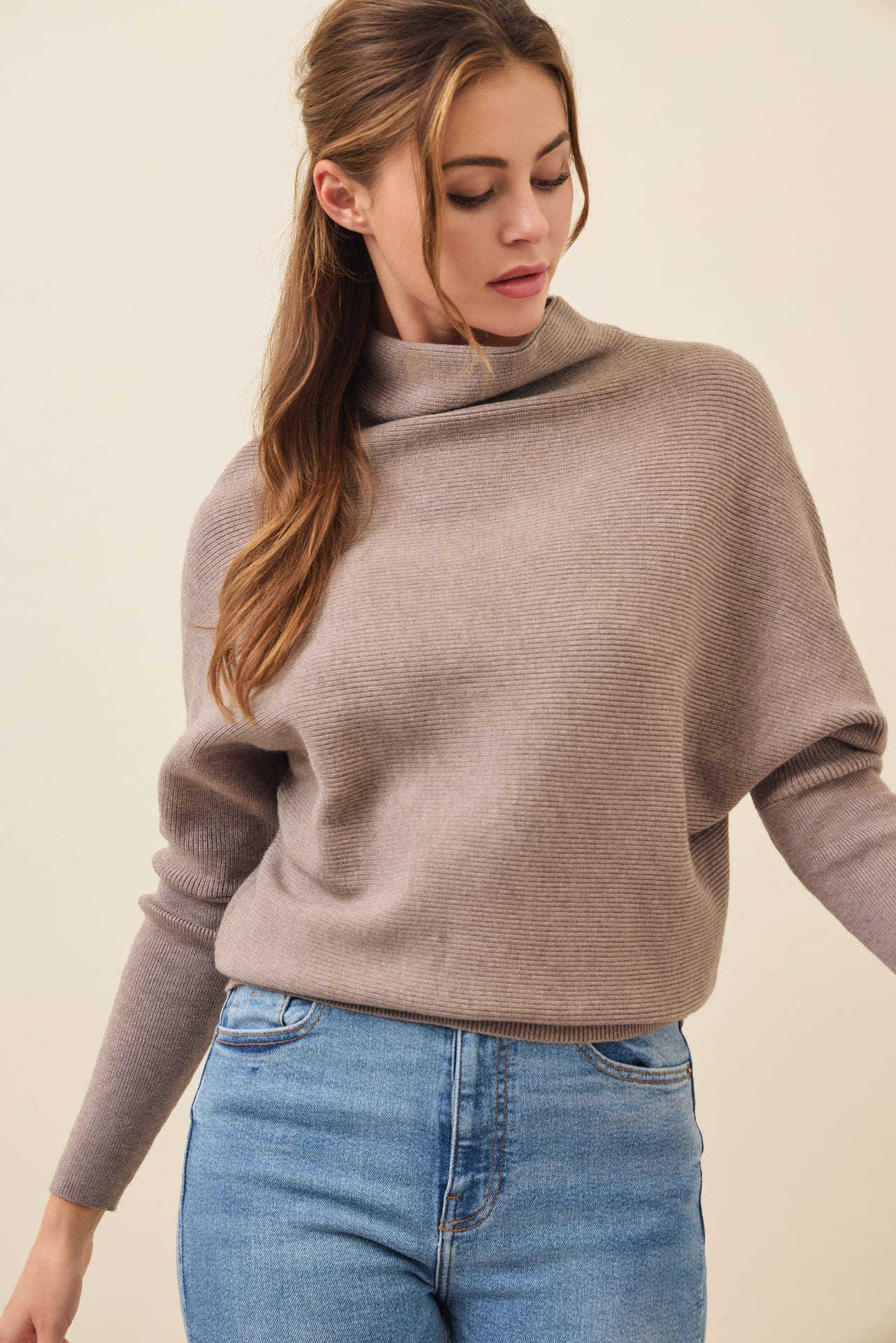 Lina Knit Mock Neck Oversized Top