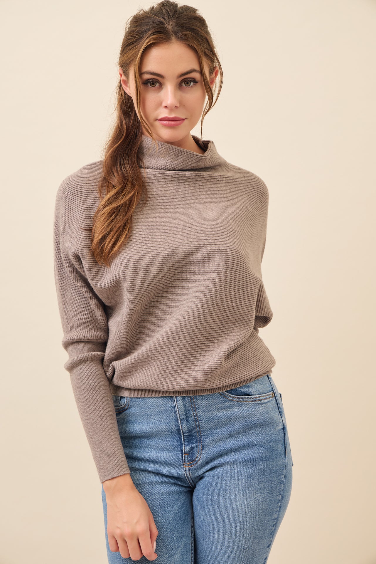 Lina Knit Mock Neck Oversized Top