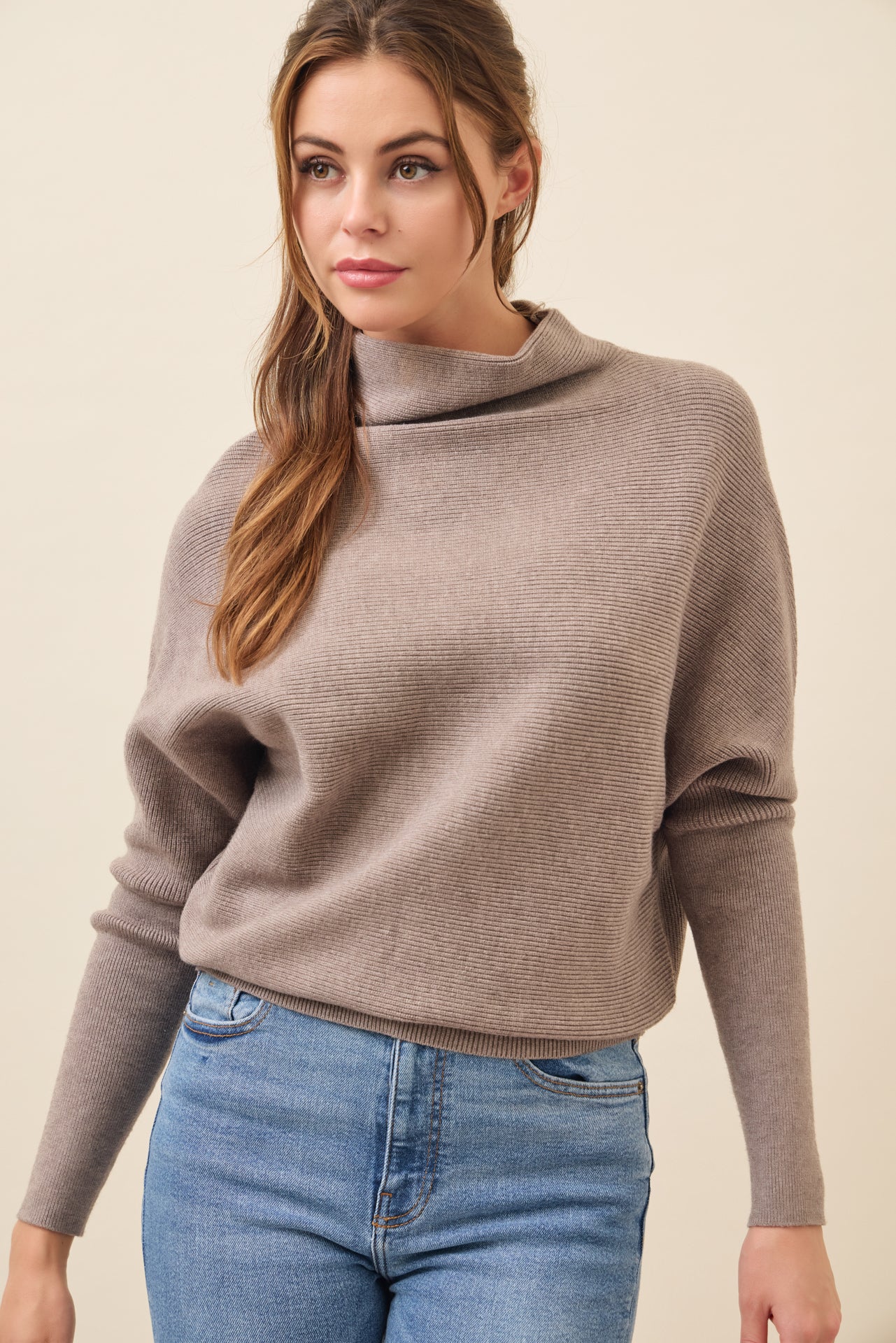 Lina Knit Mock Neck Oversized Top