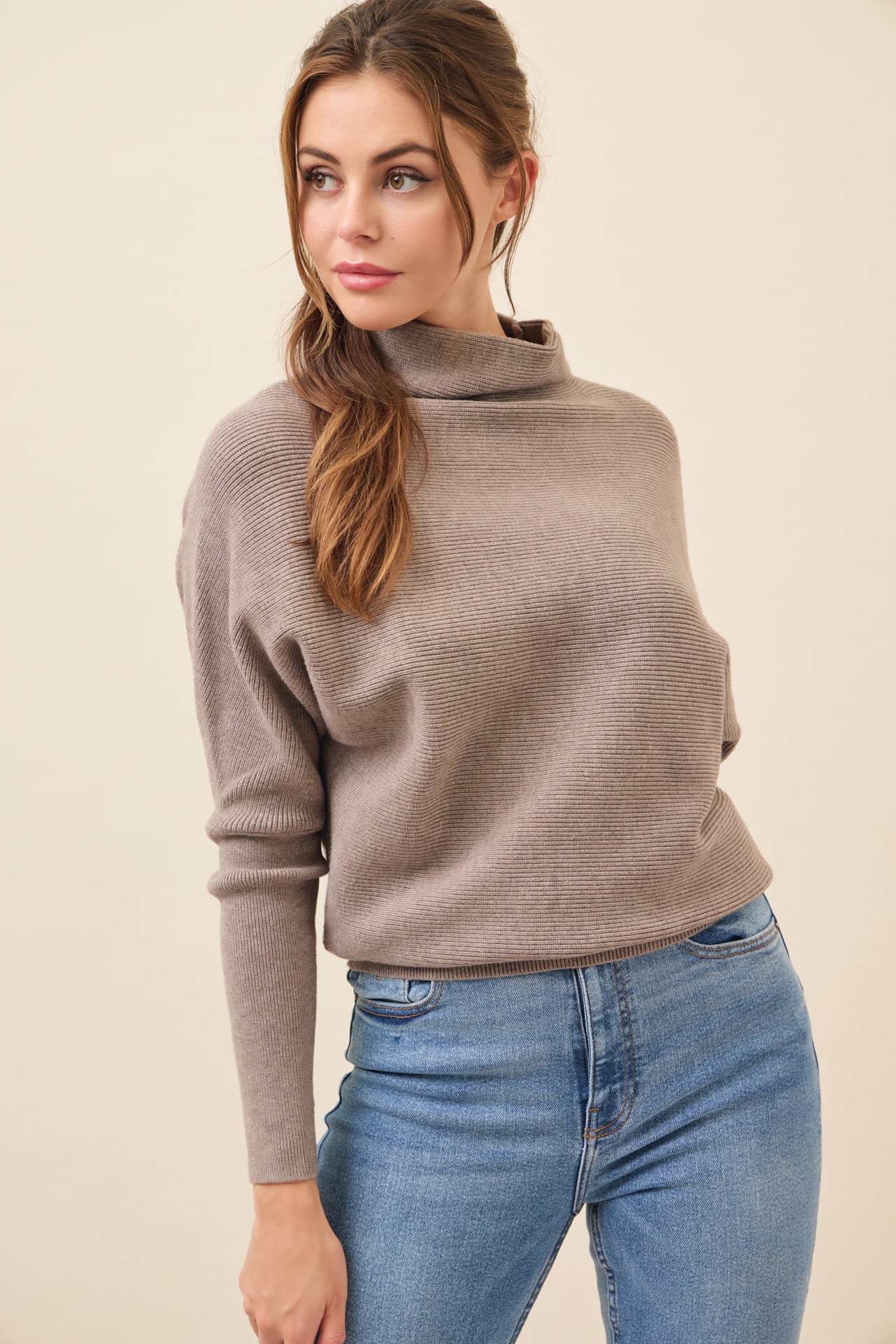 Lina Knit Mock Neck Oversized Top