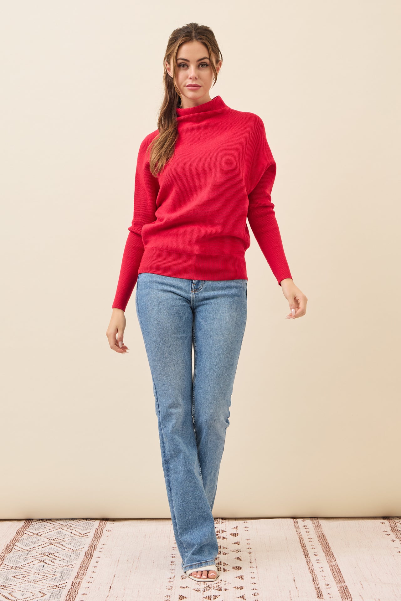 Lina Knit Mock Neck Oversized Top