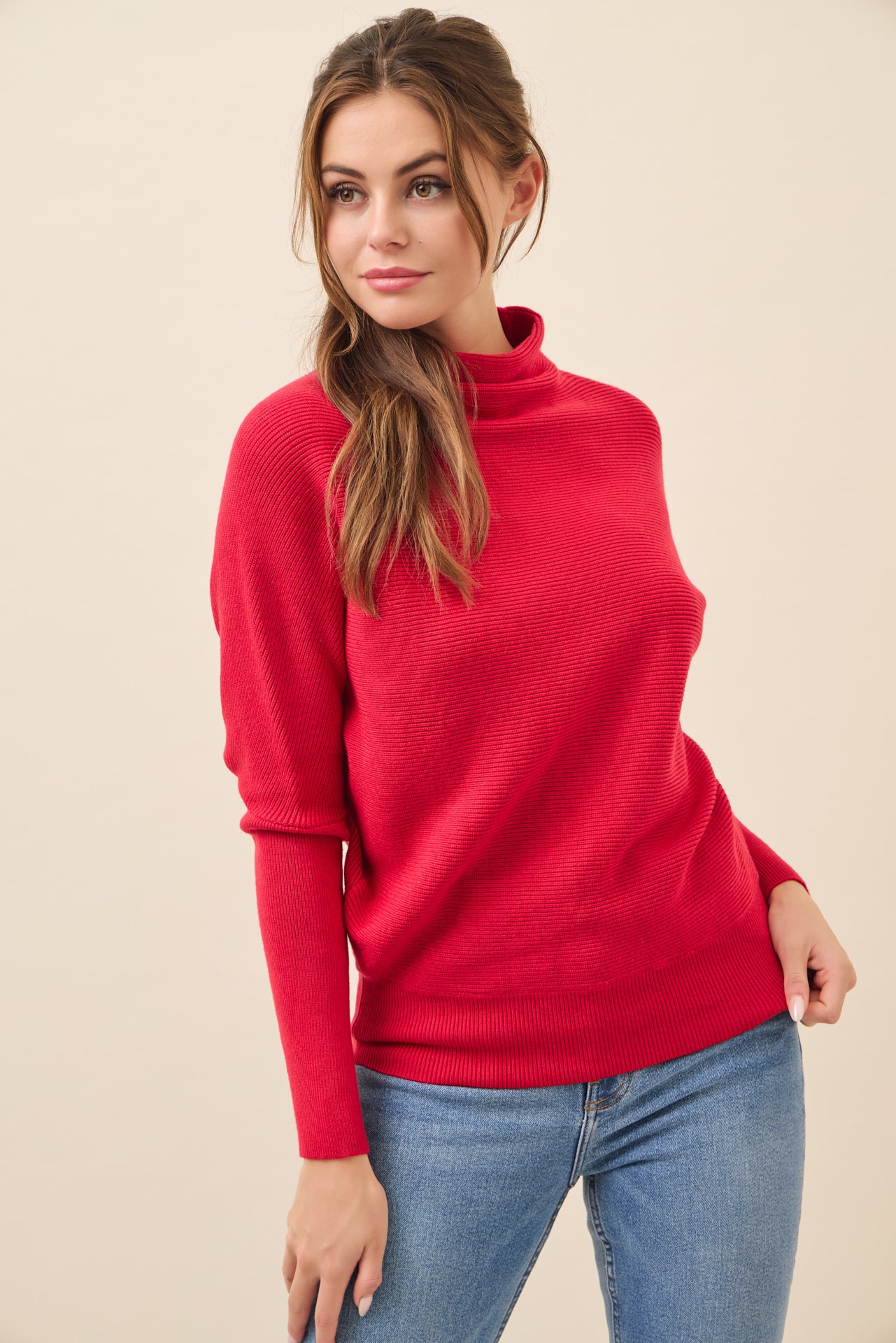 Lina Knit Mock Neck Oversized Top