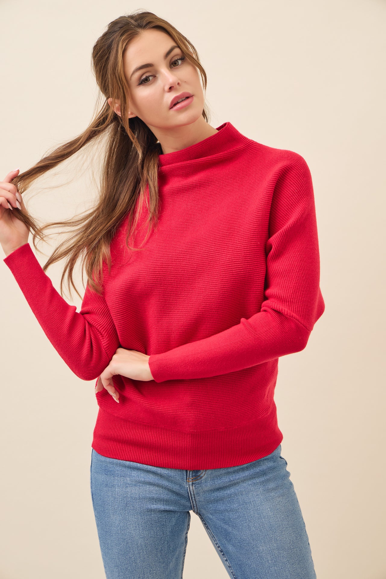 Lina Knit Mock Neck Oversized Top