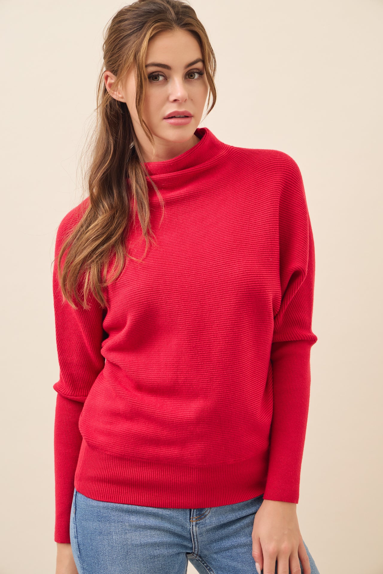 Lina Knit Mock Neck Oversized Top