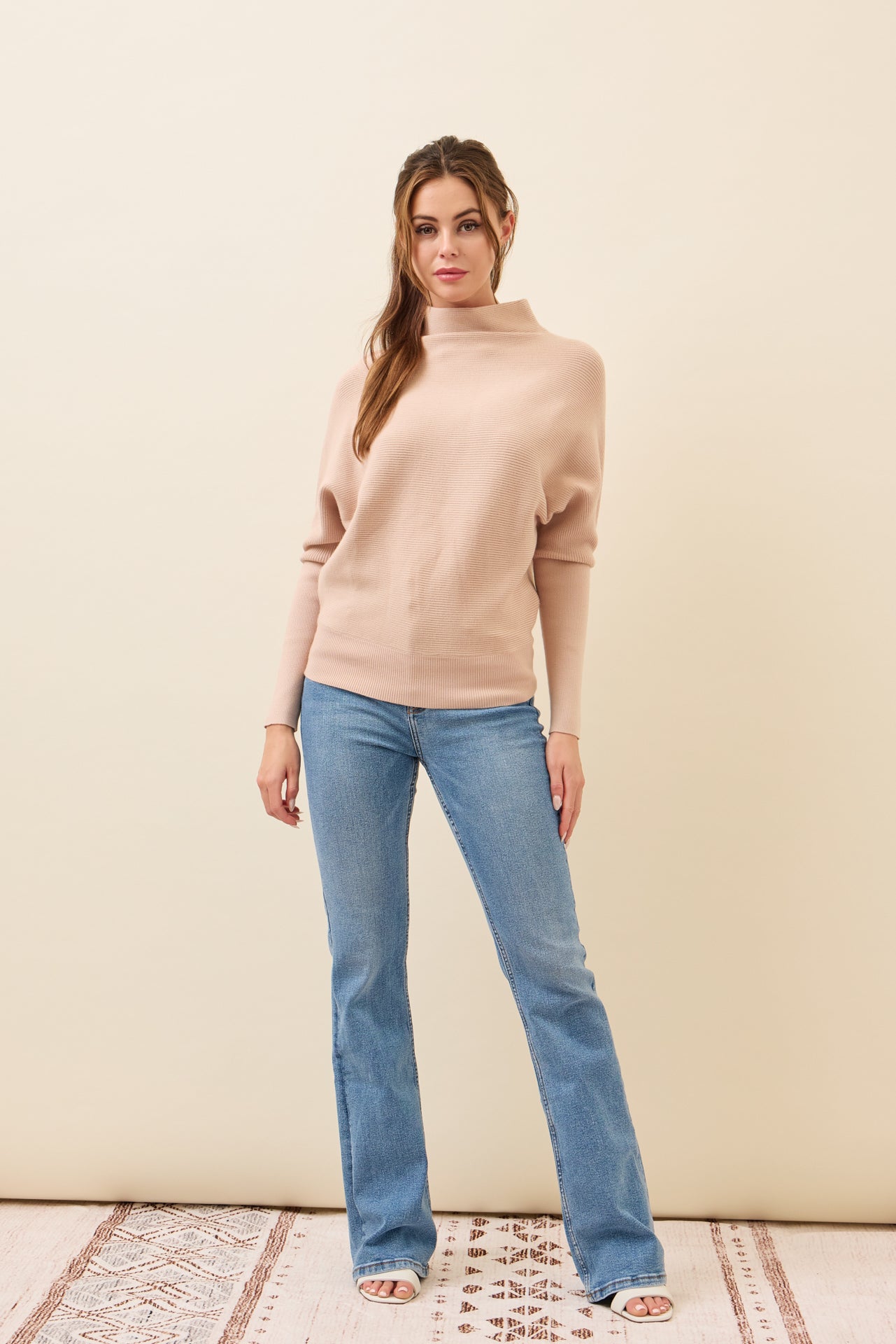 Lina Knit Mock Neck Oversized Top