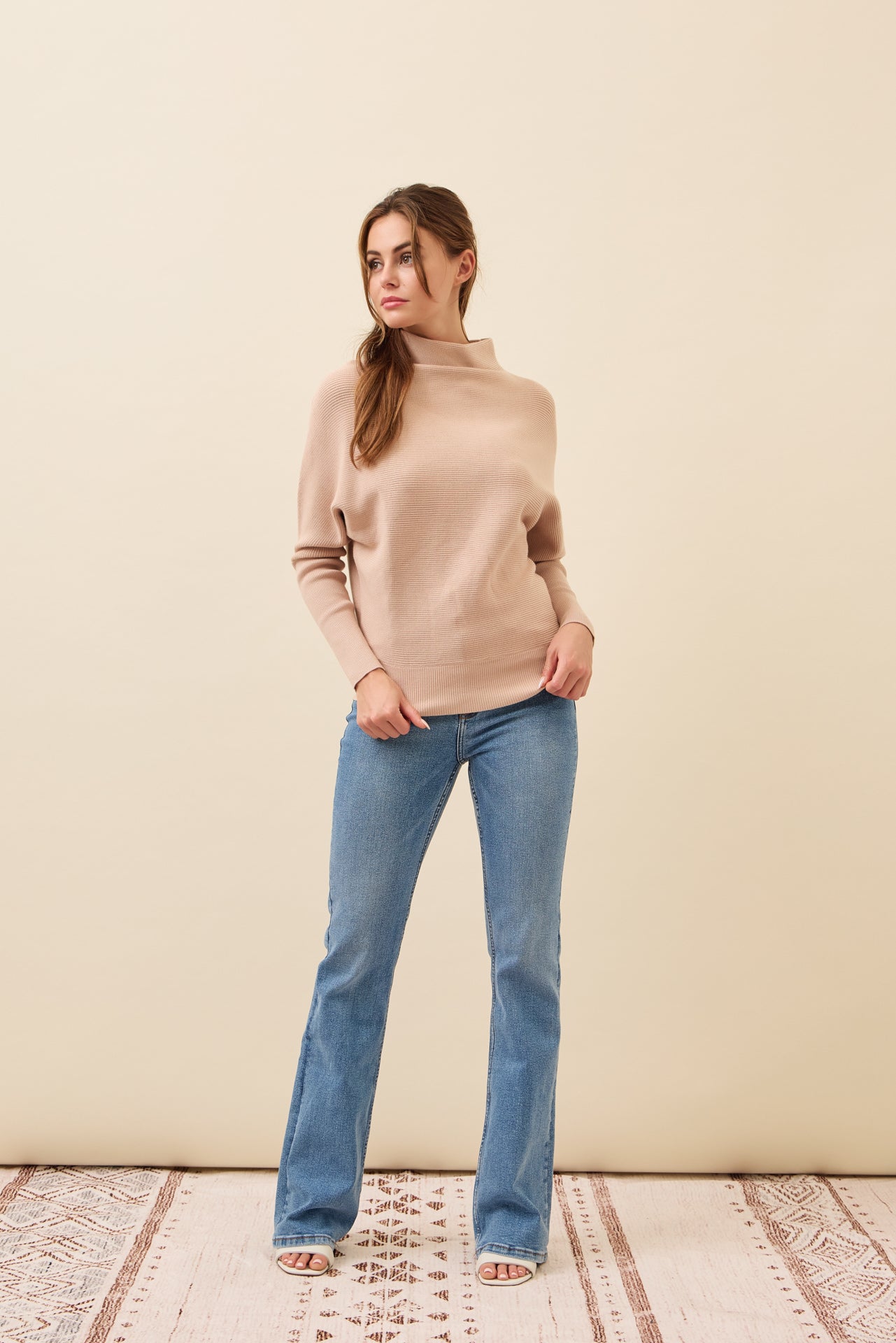 Lina Knit Mock Neck Oversized Top