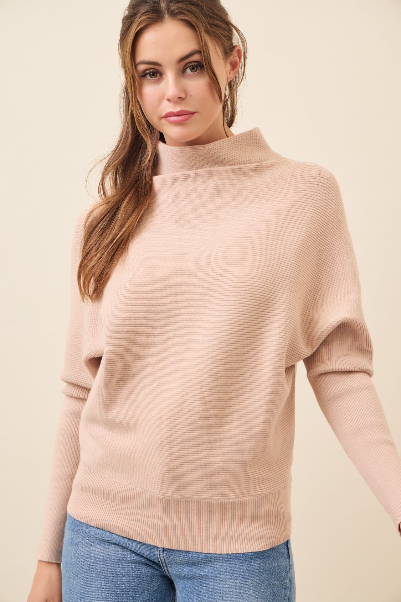 Lina Knit Mock Neck Oversized Top