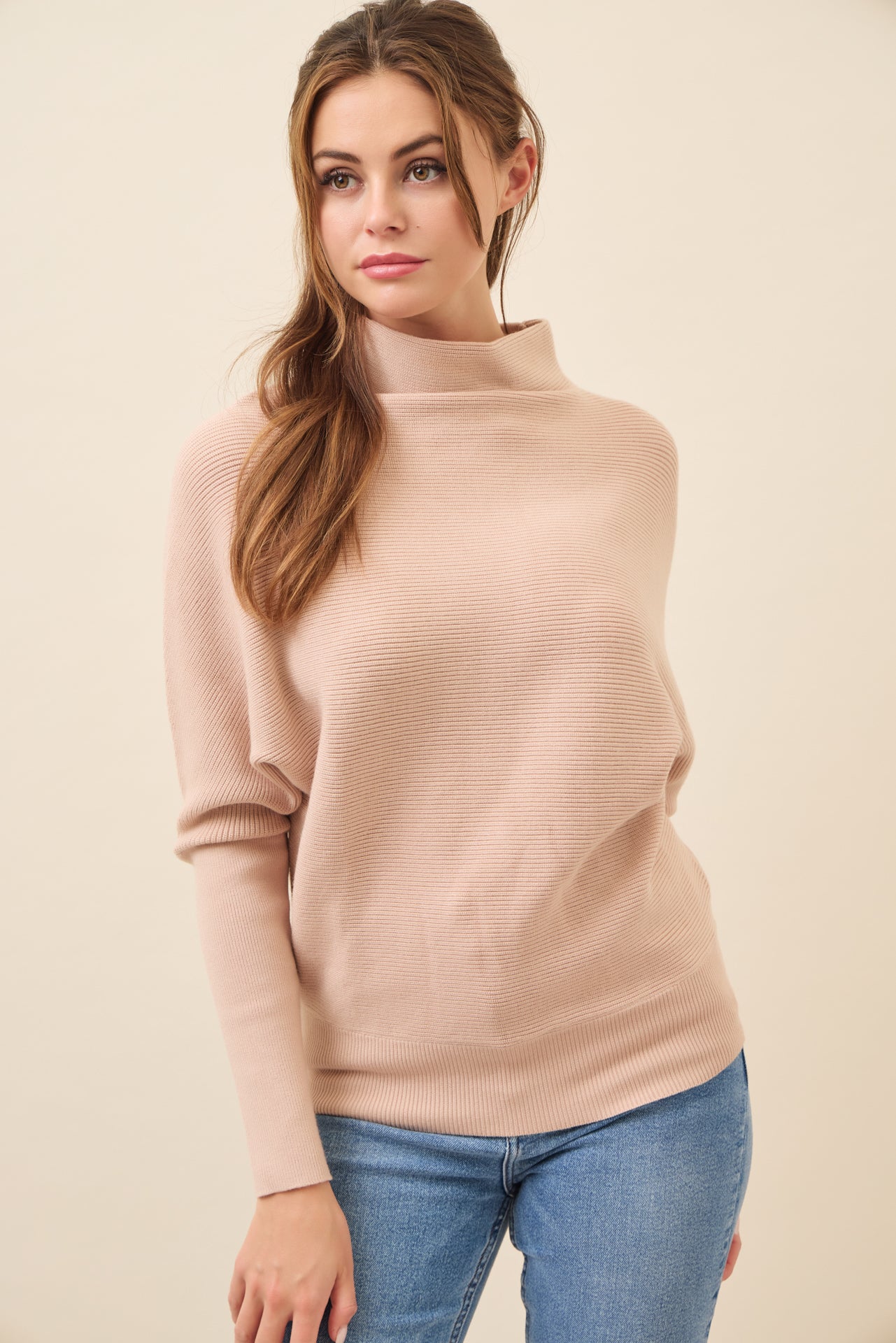 Lina Knit Mock Neck Oversized Top