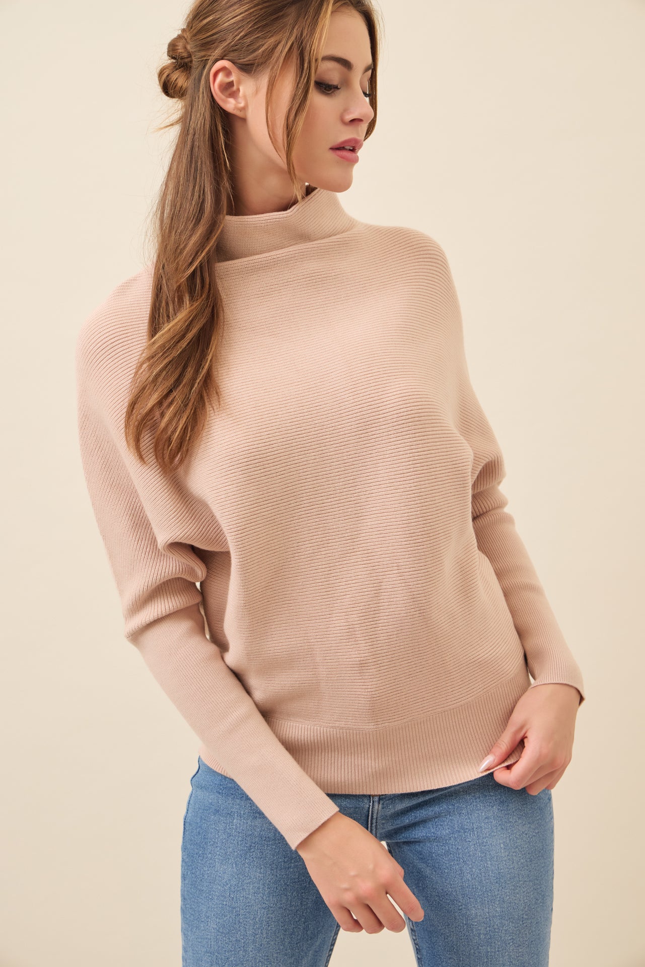 Lina Knit Mock Neck Oversized Top