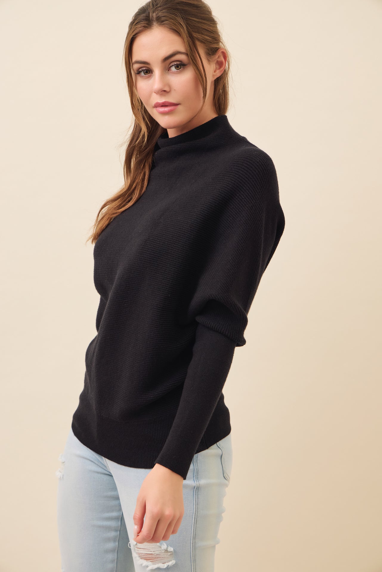 Lina Knit Mock Neck Oversized Top