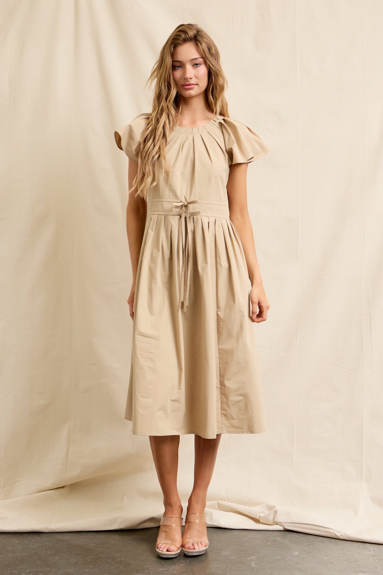 Pleated Breeze Cotton Midi Dress