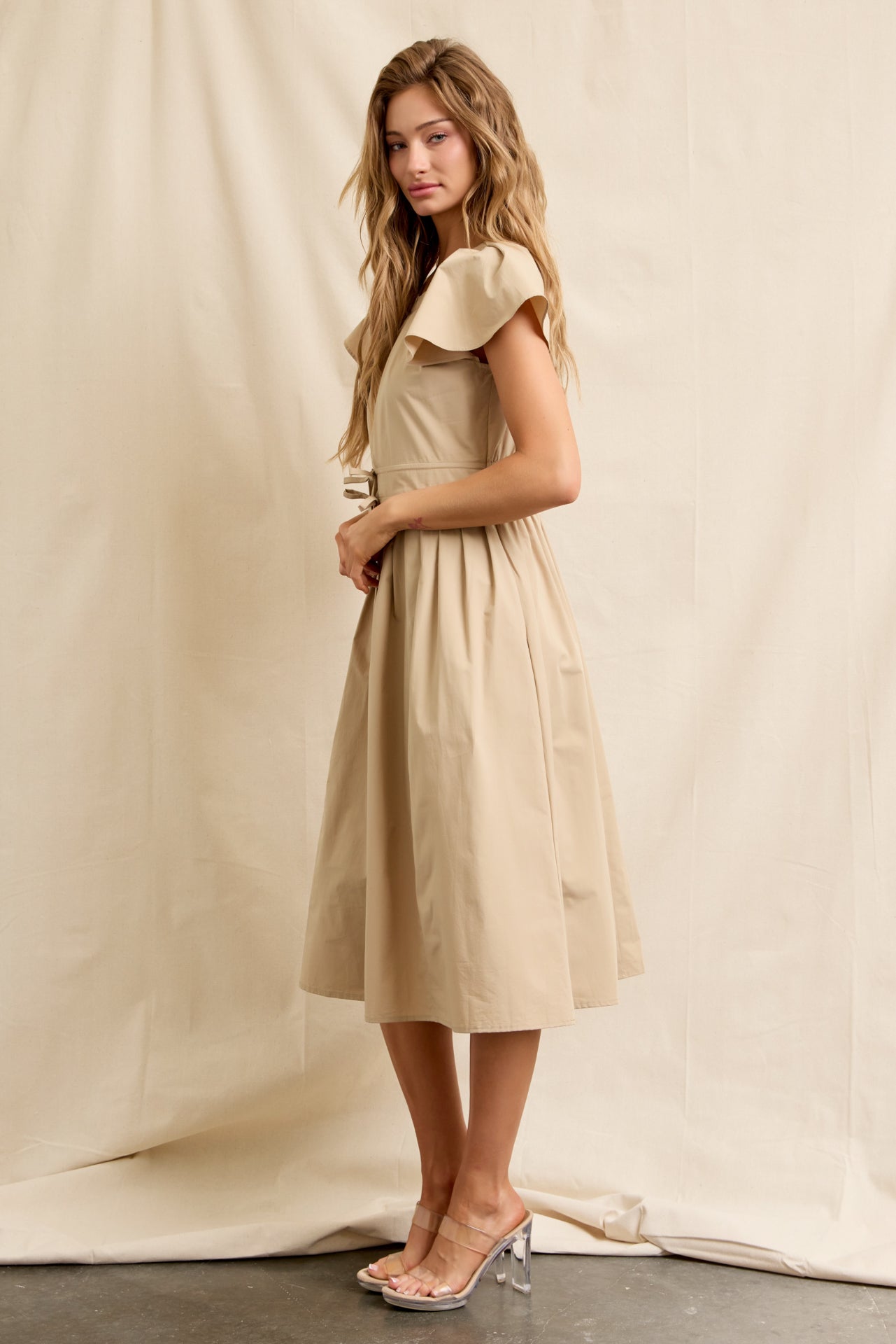 Pleated Breeze Cotton Midi Dress