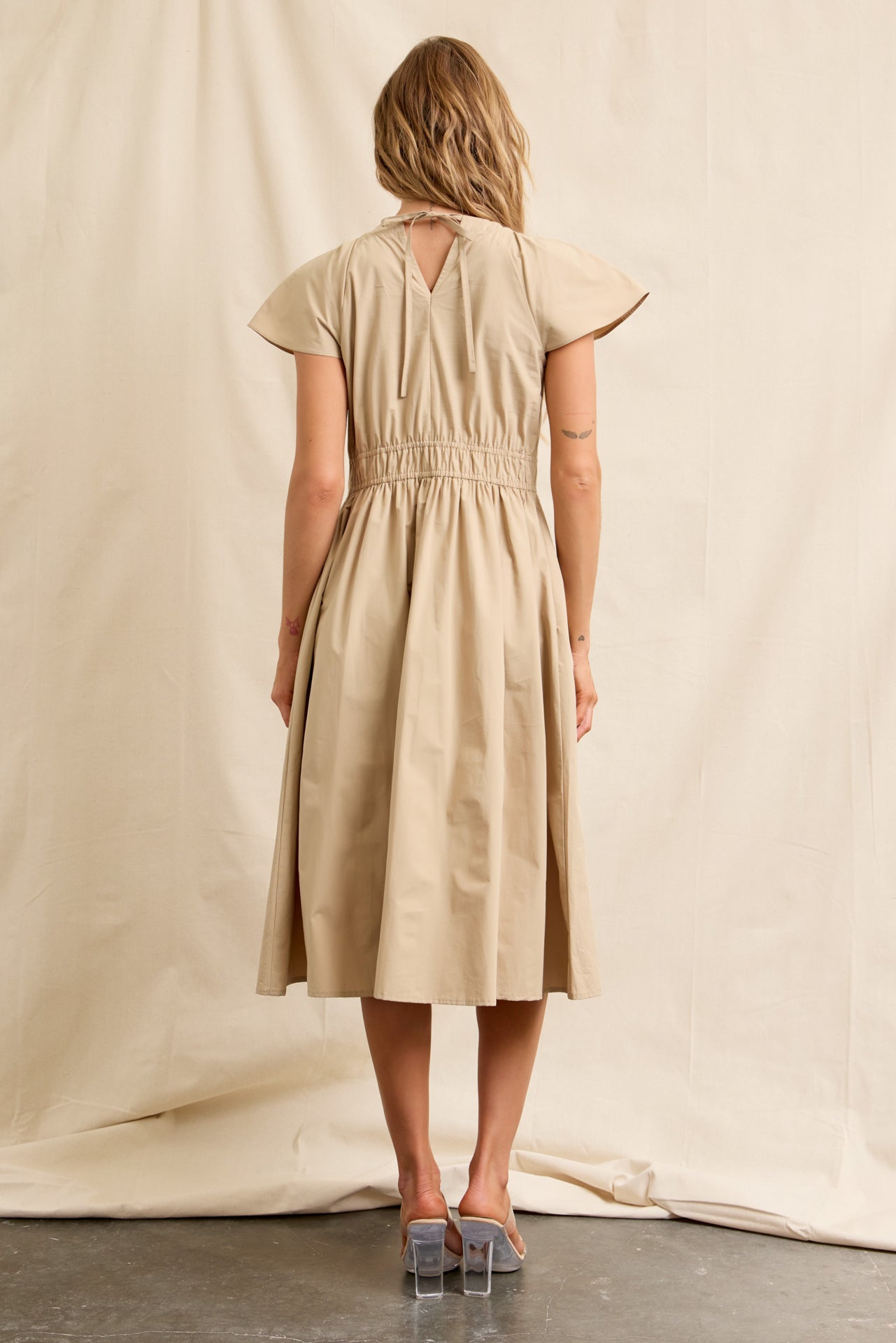 Pleated Breeze Cotton Midi Dress