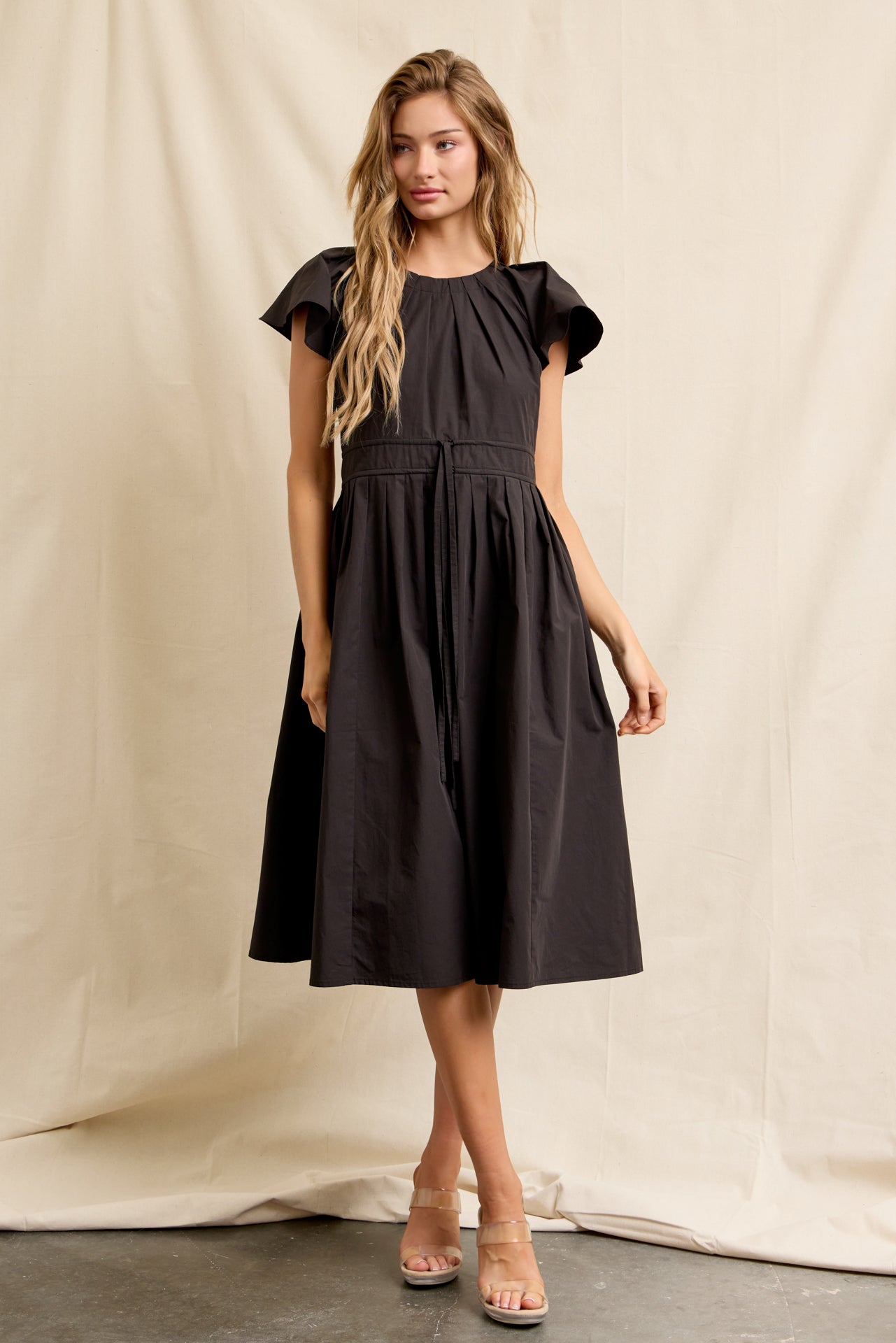 Pleated Breeze Cotton Midi Dress