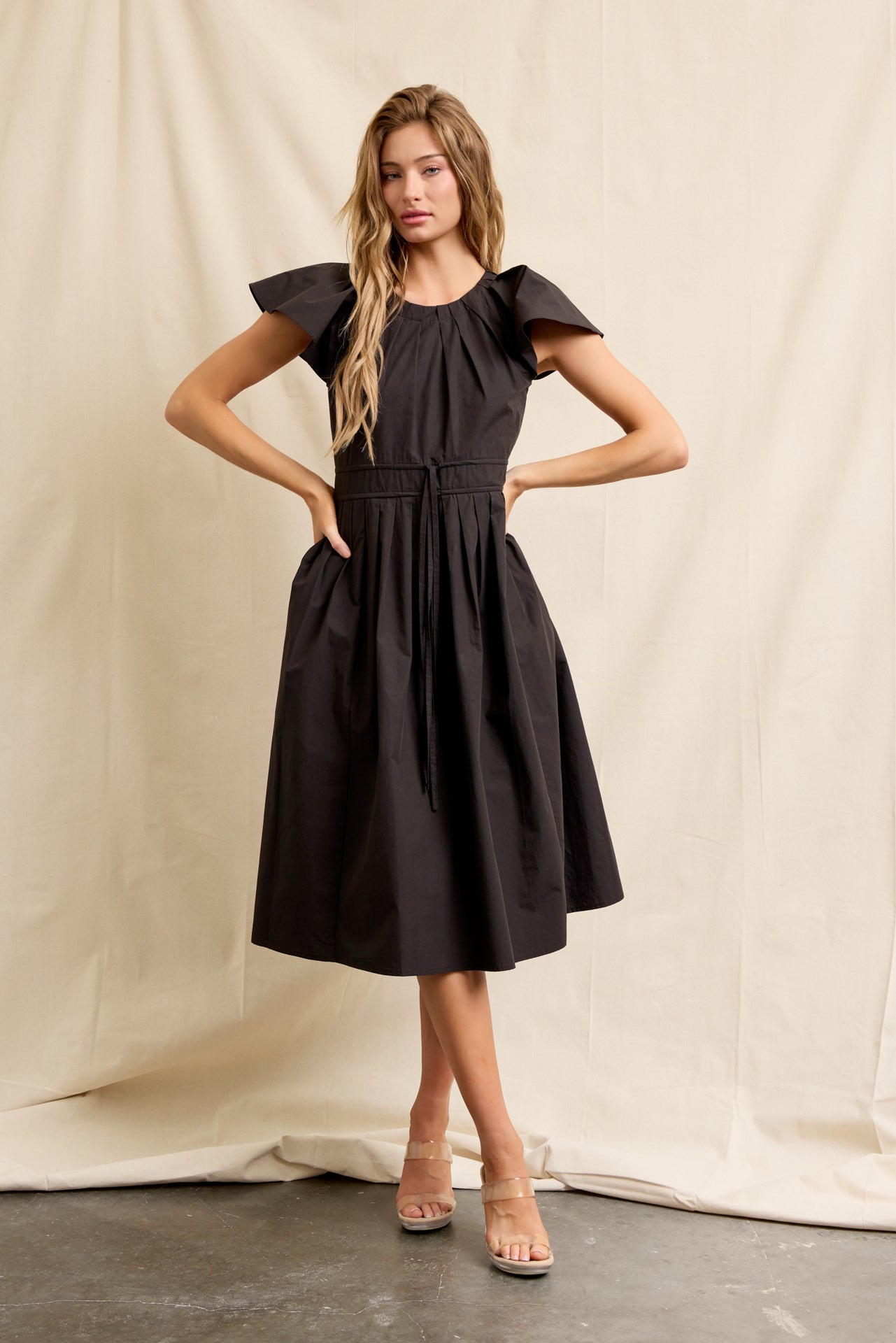 Pleated Breeze Cotton Midi Dress