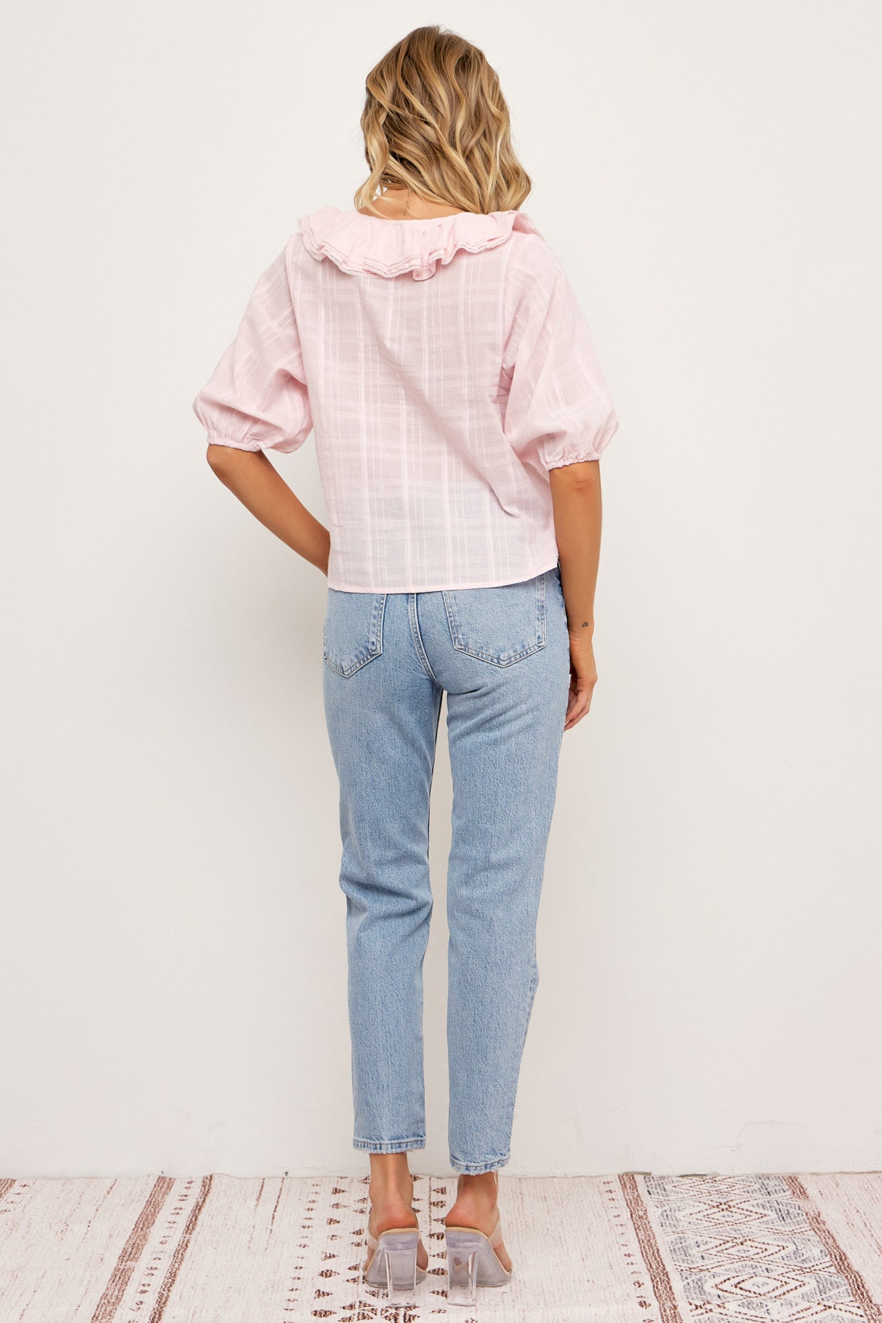 Mia Double Ruffled Collars Short Sleeve Top