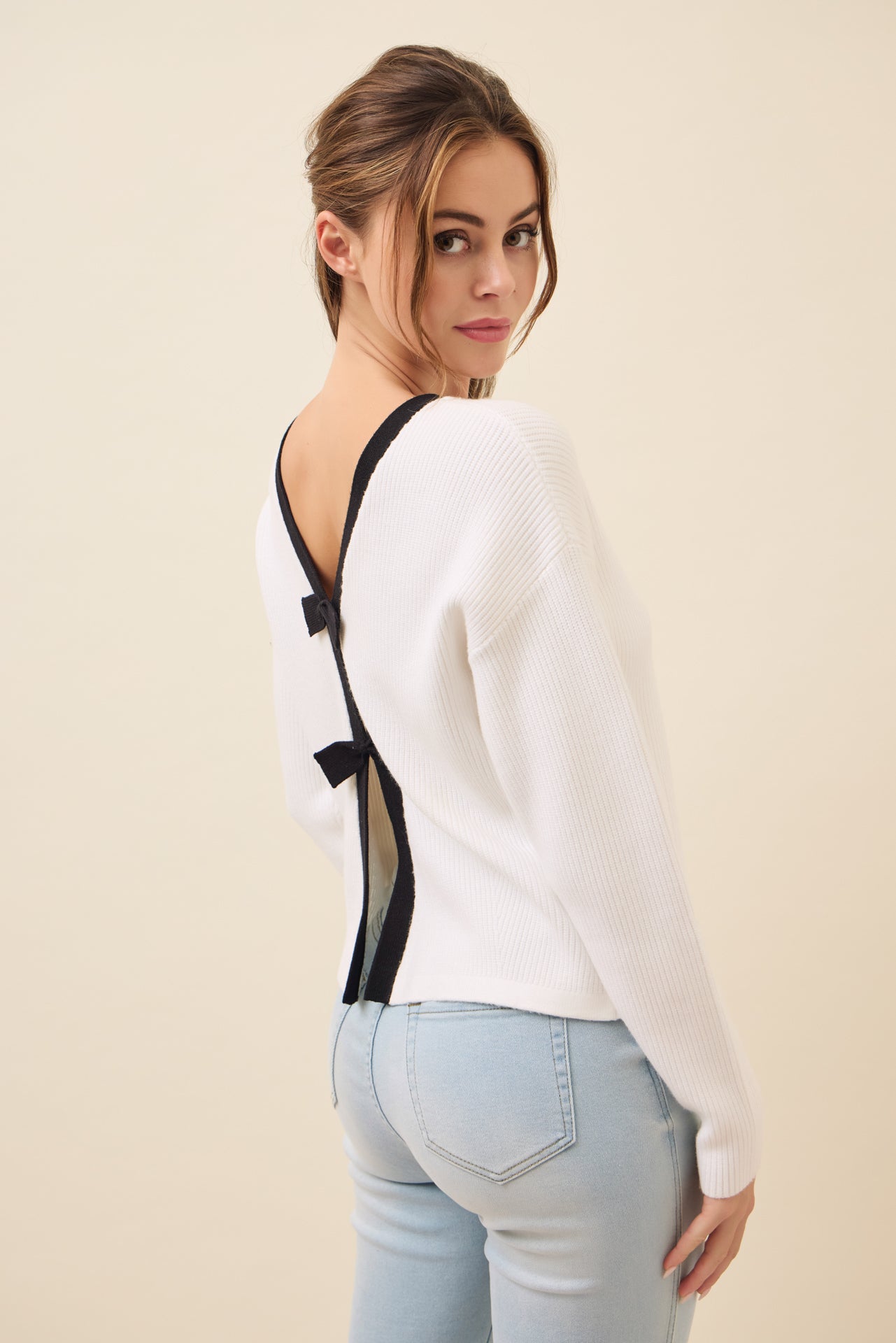 Kelsey Bow-Back Sweater