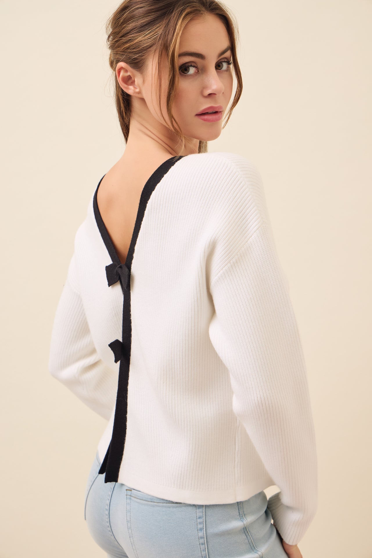 Kelsey Bow-Back Sweater