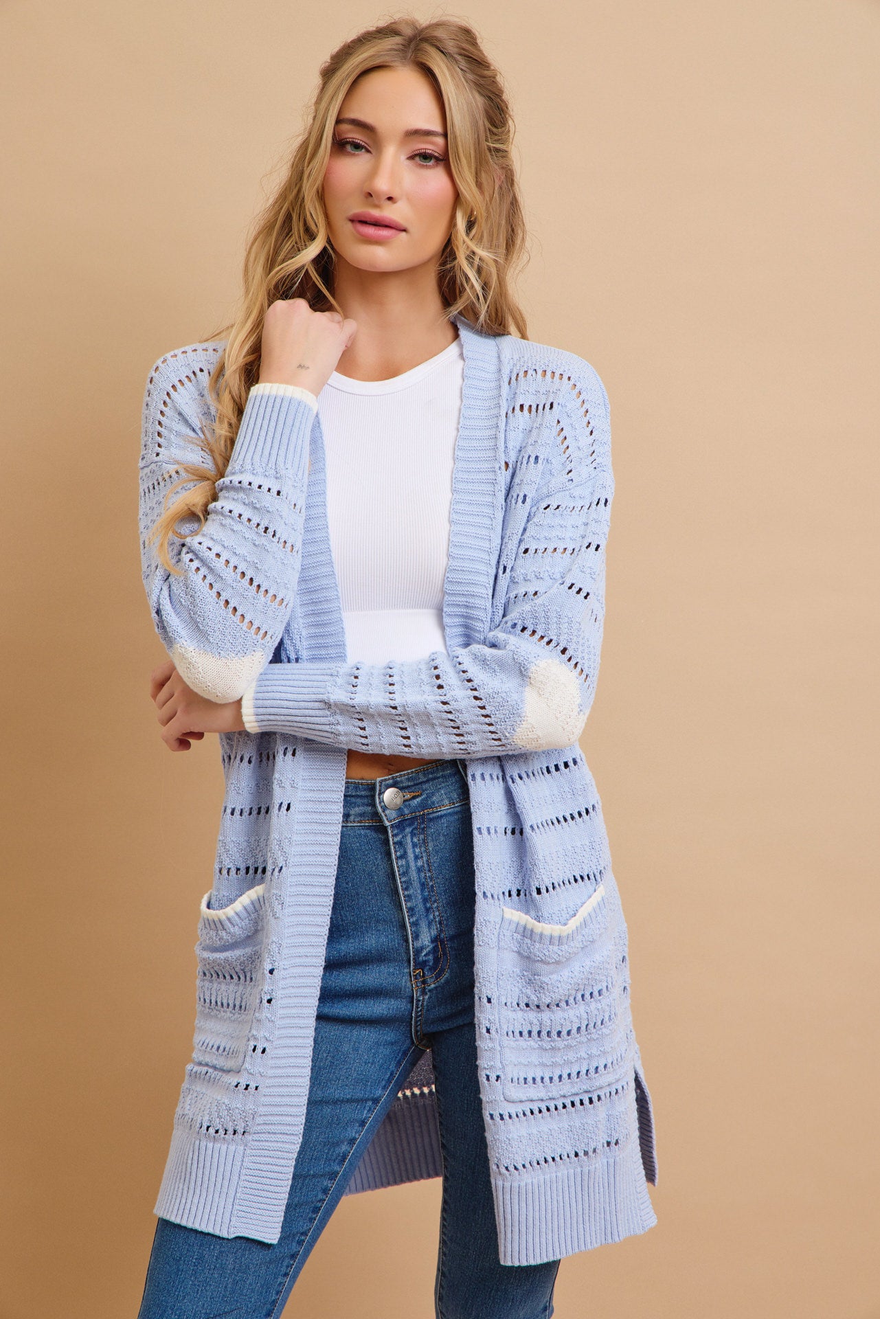 Heartfelt Comfort Cardigan With Heart Motive