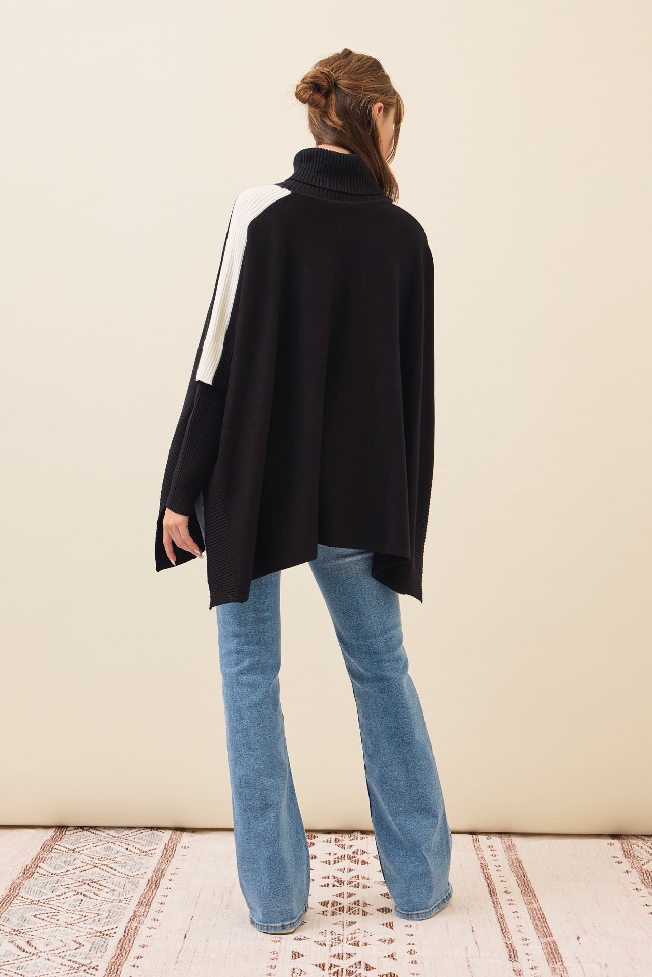 Reya Knit Poncho Turtle Neck Top