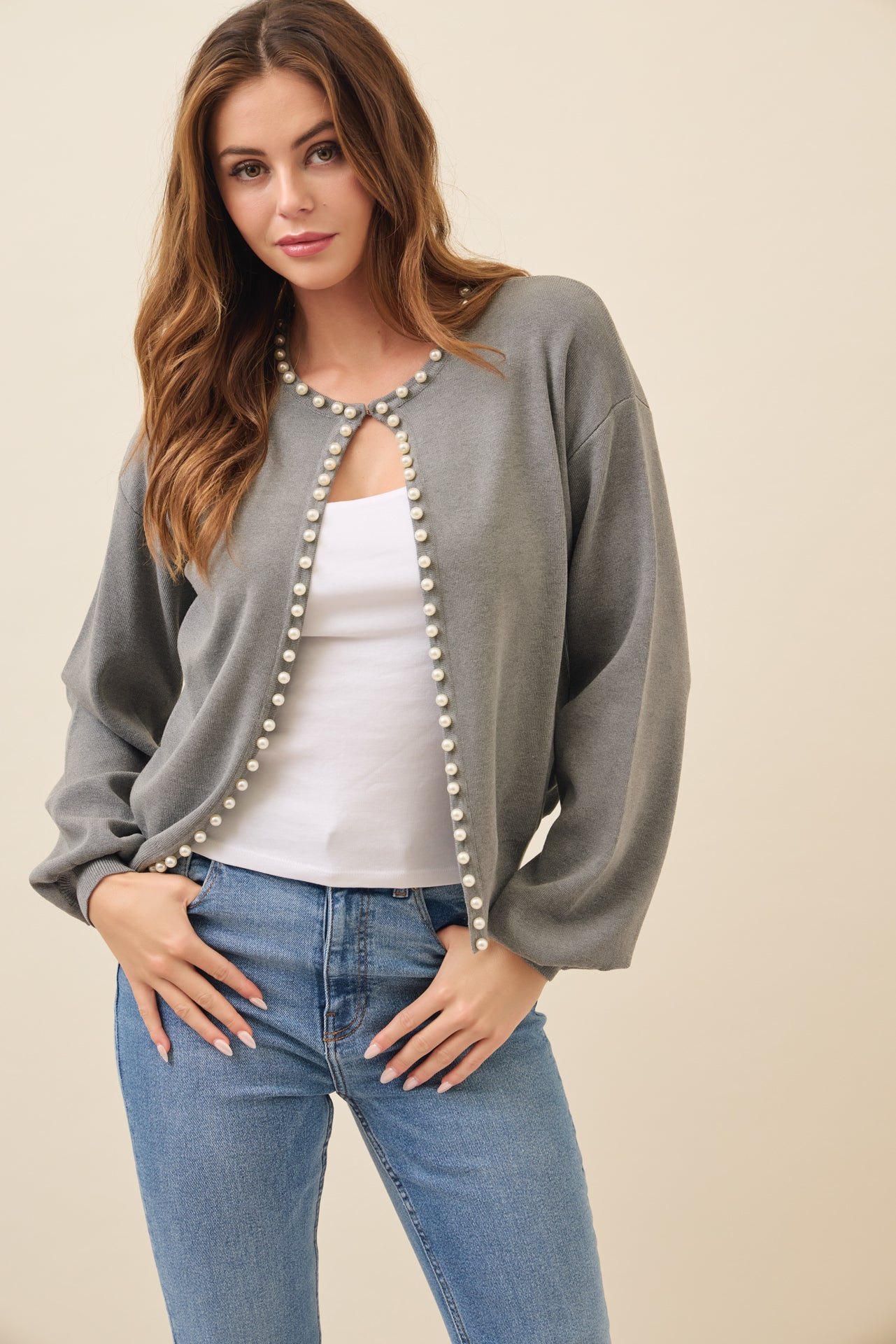 Best Behavior Pearl Embellished Cardigan