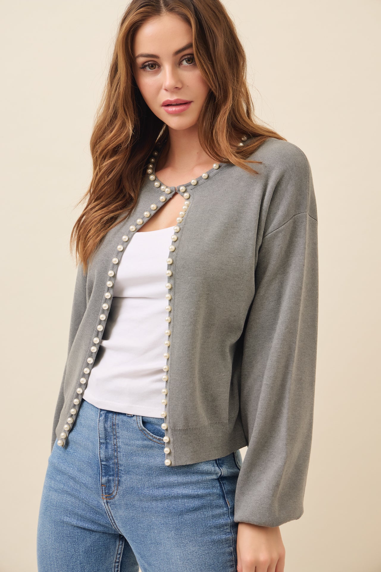 Best Behavior Pearl Embellished Cardigan