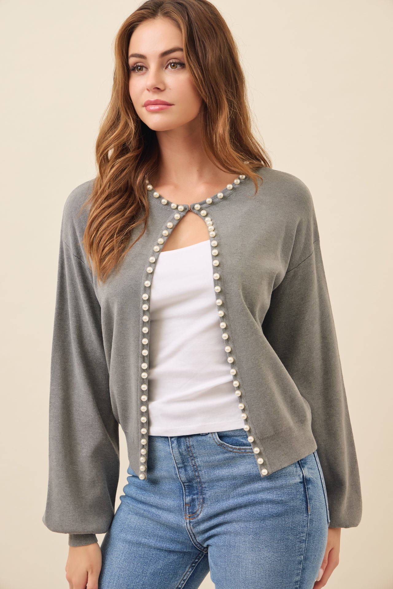 Best Behavior Pearl Embellished Cardigan