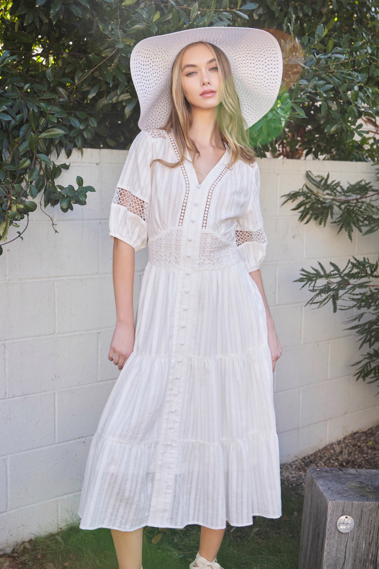 Boho Breeze Woven Short Sleeve Tiered Midi Dress