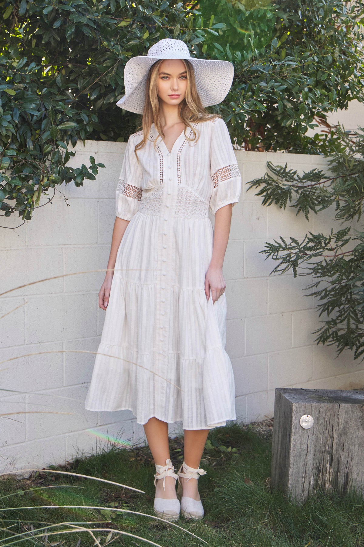 Boho Breeze Woven Short Sleeve Tiered Midi Dress